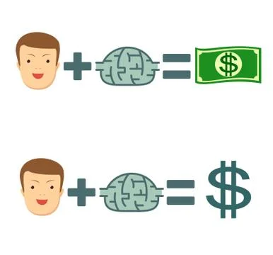 Man plus brain equal money. イラスト素材