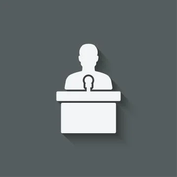 Man on podium with microphone Illustrazione stock
