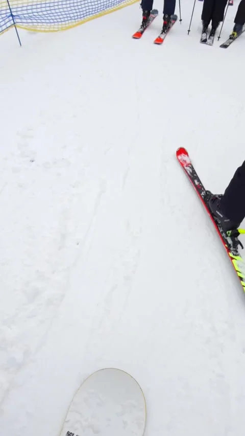 Man point of view passing ski pass gate lift chair Video stock 169221041