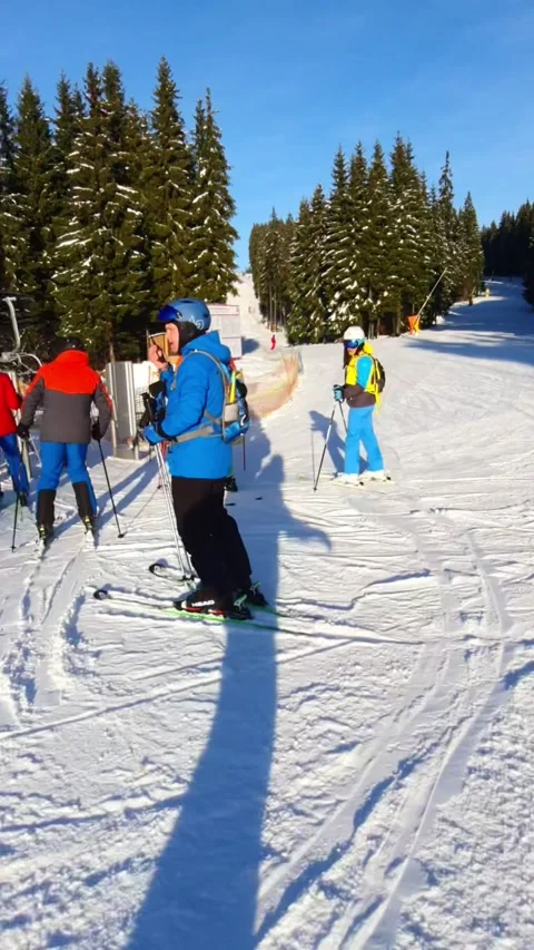 Man point of view passing ski pass gate lift chair Video stock 218573016