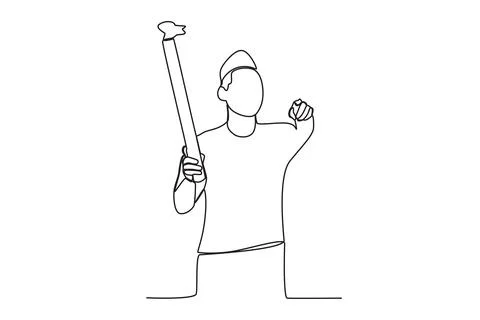 A man pointed ahead while carrying a torch Stock Illustration