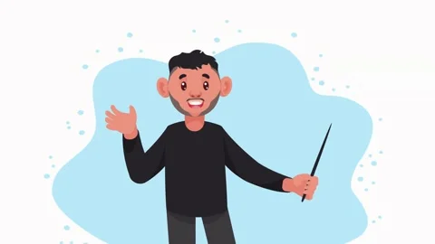 Man with pointer stick waving hello greeting friendly Stock Footage 320781530