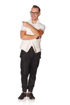 Man pointing away Stock Photos