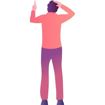 Man pointing up back view vector icon Stock Illustration