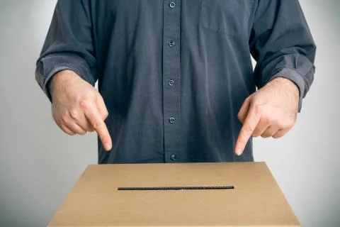 Man Pointing At Ballot Box 写真素材