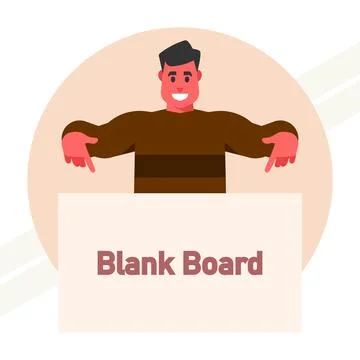 Man-pointing-at-blank-board Stock Illustration