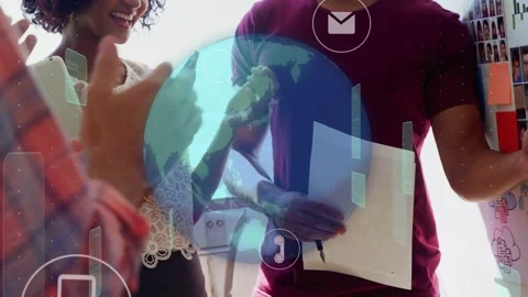 Man pointing at board, presenting and noting tech roadmap, team clapping, AR Stock Footage 335255343