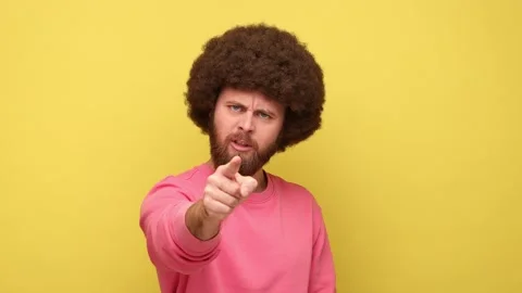 Man pointing at camera with angry expression and accusing blaming, indicating at Stock Footage 170715425