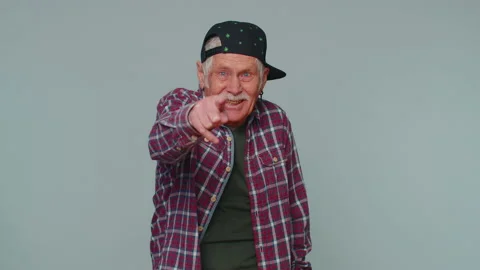 Man pointing finger to camera, laughing out loud, making fun of ridiculous Stock-Footage 190710930