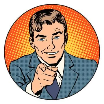 Man pointing finger in the circle Stock Illustration