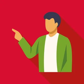 Man pointing finger indicating direction looking left Stockillustratie