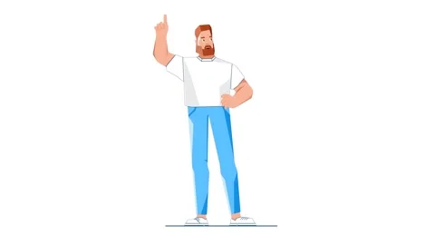 Man Pointing Finger Up Side and Talking 2D Animation Видео 277274496