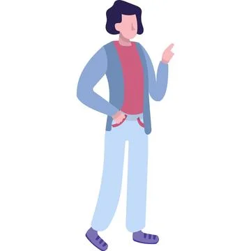 Man pointing finger up vector icon isolated Иллюстрация