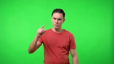 Man pointing a finger at you. Chroma green background. Stock Footage 149023964