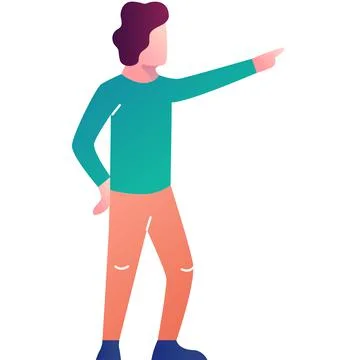Man pointing forward flat vector icon isolated Stock Illustration