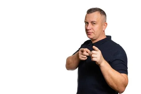 Man pointing forward strong confident gesture Stock Photos