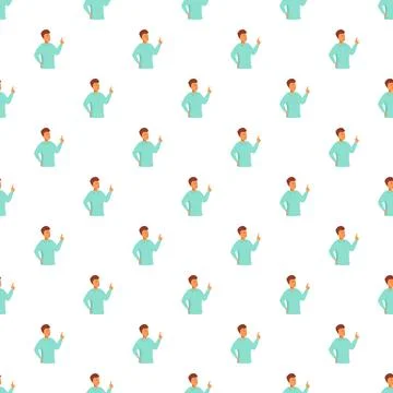 Man pointing up gesture seamless pattern 库存插图