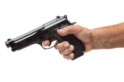 Man Pointing a Gun, Isolated On White Background Stock Photos