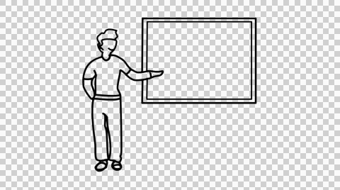 Man pointing hand towards whiteboard line drawing animation with transparent bac Stock Footage 44730862