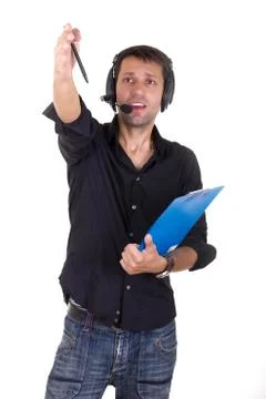 Man pointing at the mistakes Stock Photos