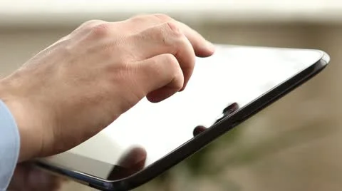 Man pointing pad screen Stock Footage 22008792