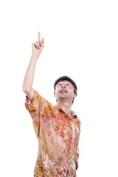 Man pointing up Stock Photos