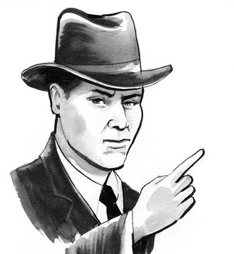 Man pointing right Illustrazione stock