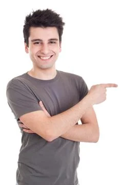 Man pointing right Stock Photos