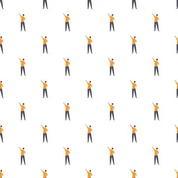 Man pointing up seamless pattern illustration background Stock Illustration