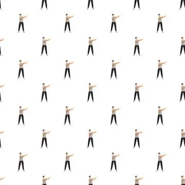 Man pointing seamless pattern with striped shirt Stock Illustration