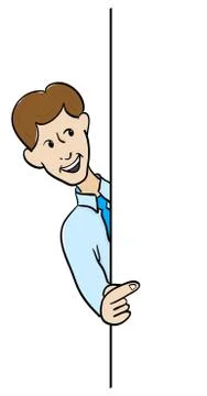 Man pointing to a sign Illustrazione stock