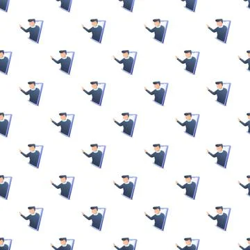 Man pointing from smartphone screen seamless pattern Stock Illustration