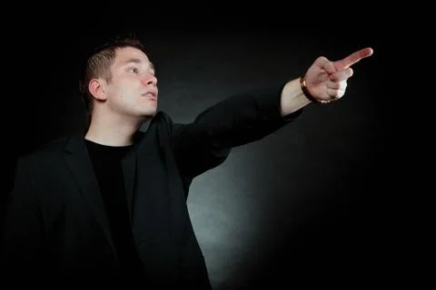 Man pointing at something interesting Foto stock