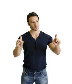 A Man Pointing at Something Stock-Fotos