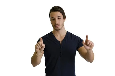 A Man Pointing at Something Stock Photos