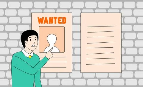 Man pointing at a wanted poster Stock Illustration