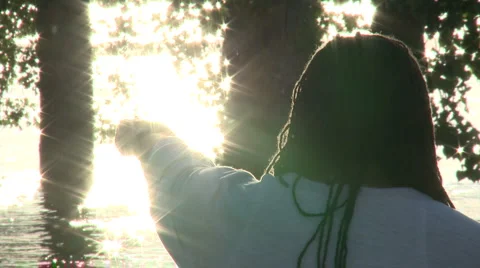 Man pointing at water Stock-Footage 4957605