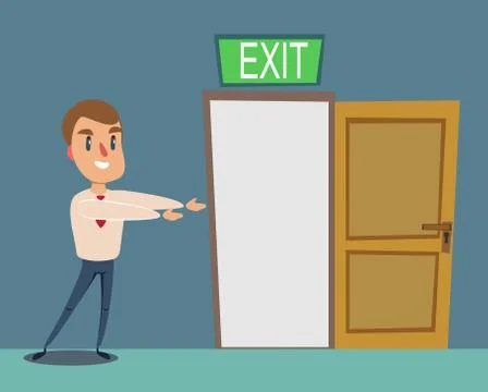 Man pointing with the the way out Stock Illustration