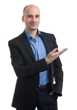Man pointink to copy space Stock Photos