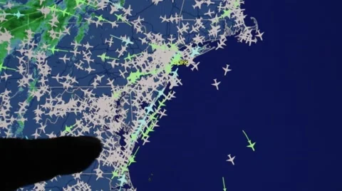 Man Points to Air Traffic Control Display in US Stock Video Stock Footage