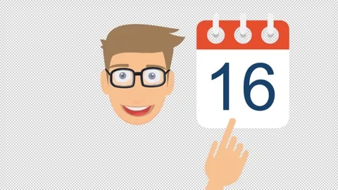 Man points at the calendar. Animation deadline. Cartoon. Video stock 301605719