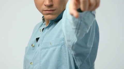Man points to the camera with a tough expression Stock Footage 42238325