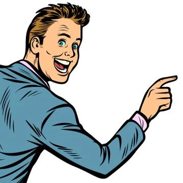 Man points to copy space. isolate on white background イラスト素材