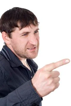 Man points a finger Foto stock