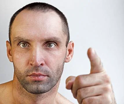 Man points a finger Stock Photos