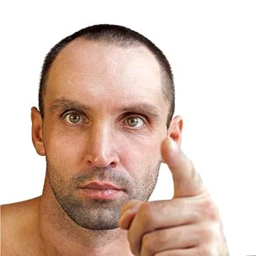 Man points a finger Stock Photos