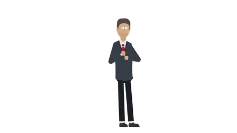 The man points at his watch. Animation timing. Cartoon Stock Footage 126314252
