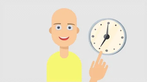 Man points at his watch. Animation time. Cartoon. Stock Footage 301605670