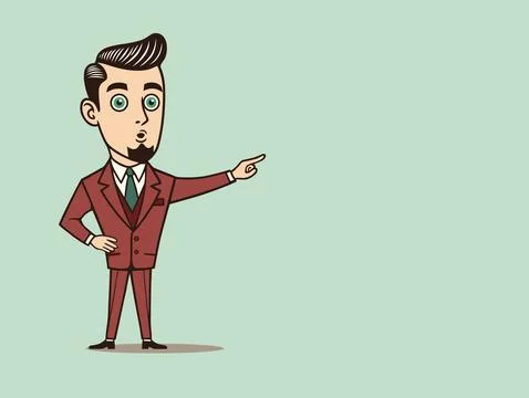 Man points to object and warns, vector illustration Stock Illustration