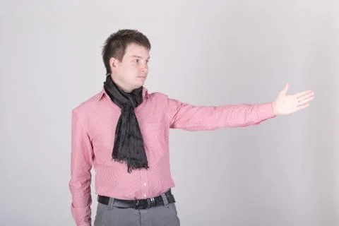 The man points to the right Stock Photos